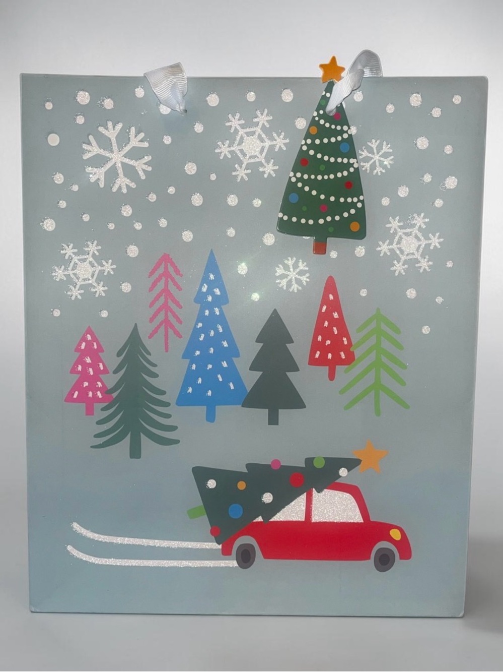 Holiday Gift Bags with Santa & Tree - Blue and Green 3 Pc Set - Picture 14 of 16